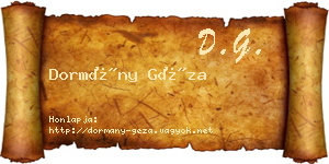 Dormány Géza névjegykártya